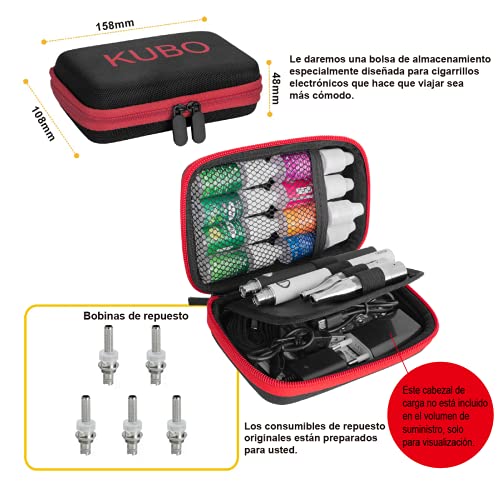 Cigarrillo electrónico Kit E Cigarette Cachimba/Kit doble: 2x batería EVOD 1100mAh + 2x atomizador Mini Protank + 5x bobinas adicionales + 8x10ML e-líquido sin nicotina (2 piezas negro + blanco)