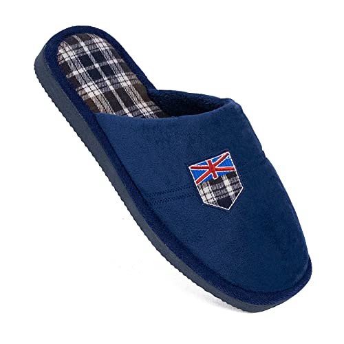 CoboFamily Zapatillas de Estar por Casa Hombre Invierno, Zapatos Suapel Plano Abiertas Termicas Comodas Pantufla Suela EVA (43, Marino)