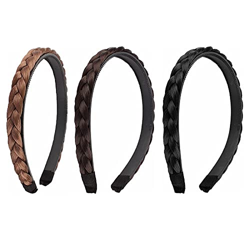 Cola de caballo con rizos de pelo sintético Diademas ajustables Trenzas de extensión Postizos postizos Trenza Mujer Chica 3 Trenzas Ancho de cabello 1.5cm - Rubio arena/Rubio muy claro