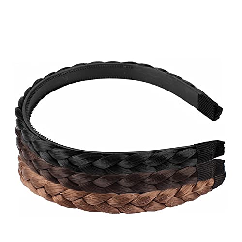 Cola de caballo con rizos de pelo sintético Diademas ajustables Trenzas de extensión Postizos postizos Trenza Mujer Chica 3 Trenzas Ancho de cabello 1.5cm - Rubio arena/Rubio muy claro