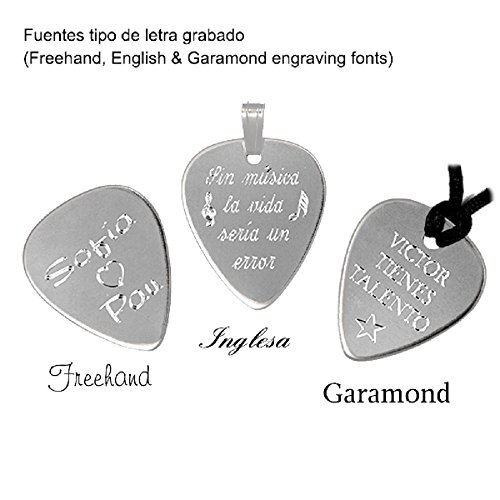 COLGANTE AGUJERO PÚA DE GUITARRA PLATA de Ley- Gratis Grabado Personalizado por su Reverso- Diseño- (LISA)