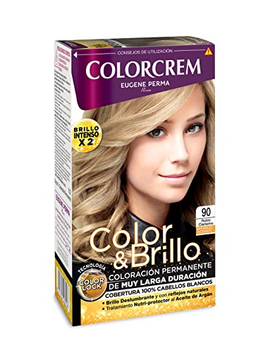 Colorcrem - Tinte permanente mujer - tono 90 Rubio Clarisimo, con tratamiento nutri-protector al aceite de Argán. + 45% de producto | Disponible en más de 20 tonos.