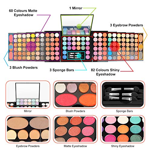 Completo Paleta de Maquillaje 142 Colores Juego de Maquillaje - Sombras de Ojos Set Caja de Maquillaje de Regalo con Corrector Rubor Sombra de Ojos Cosmético Estuche Maquillaje Set para mujeres