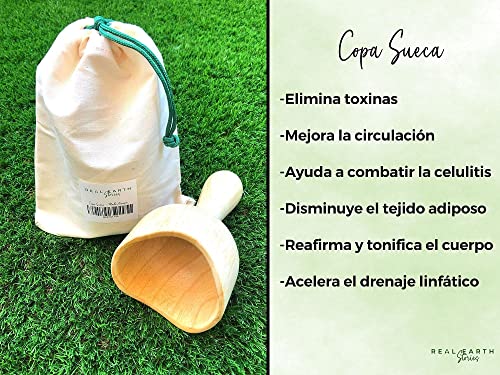 Copa sueca de Maderoterapia Colombiana: Masajeador anticelulitico corporal para la celulitis y para moldear y tonificar el cuerpo. Tamaño 19.5cm y 9.5cm de diametro.