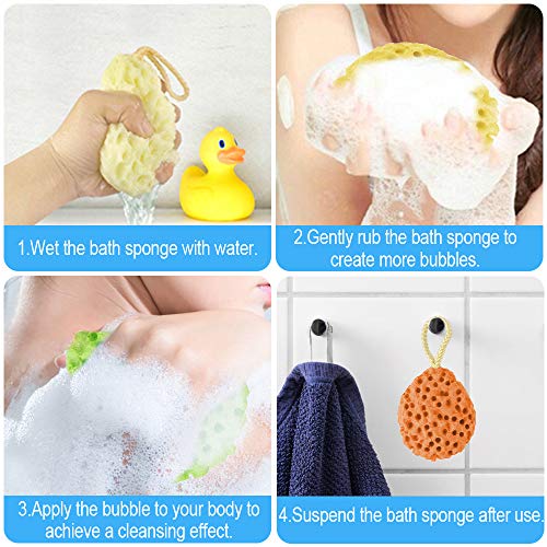 Dadabig 5Pcs Esponja de Baño Naturales Esponja Hidrofílica Esponjas de Ducha Súper Suave para Limpieza Corporal de Mujeres Hombres (4 Colores,10x8cm)