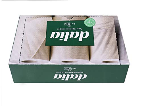 "Dalia - Caja de 6 rollos ultralargos (60m) de papel higiénico ecológico, sin blanquear"