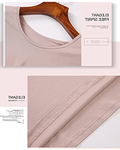 DEBAIJIA Camiseta Térmica de Manga Larga para Mujer, Camiseta Cálida de Otoño Invierno para Mujer, Camiseta Interior Suave y Ligera de Algodón(L-Caqui)