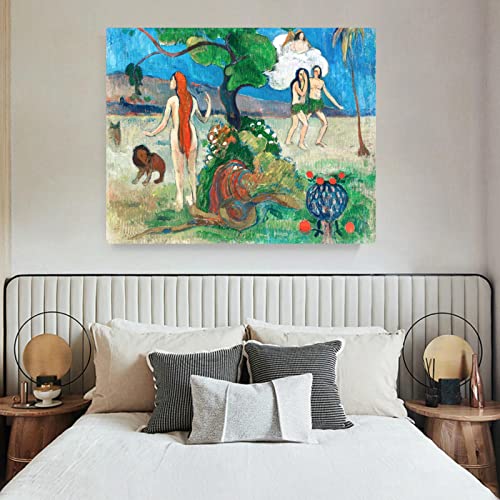 Decoración del hogar Lienzo de pared Reproducciones de arte famoso Pintura al óleo Impresionismo Impresiones Imágenes Paul Gauguin-Paradise Lost enmarcado