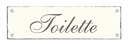 Dekolando - Letrero de madera para puerta de servicio, diseño vintage con texto en inglés «Toilette»