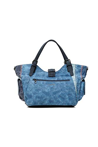 Desigual Denim Shoulder Bag, Bolsa para Hombros para Mujer, Azul, U