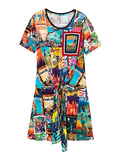 Desigual Postcards Dress Vestido, Multicolor (Tutti Fruti 9019), M para Mujer
