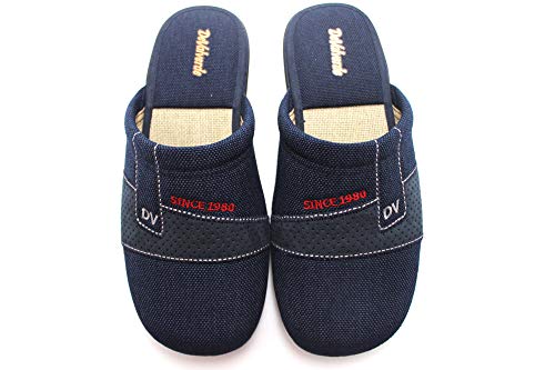 DeValverde - Zapatillas de IR por casa, Chinela con talón Abierto y Dedos Cubiertos, Pantufla con Suela de Goma, para: Hombre Color: Marino Talla:43