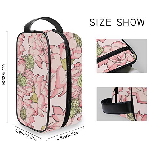 DEZIRO - Neceser portátil de viaje con diseño de flor de loto color rosa claro