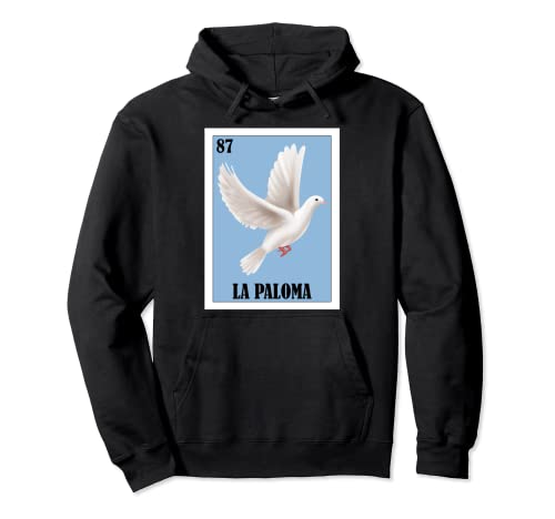 Diseño de Paloma Blanca Española - Lotería Mexicana La Paloma Sudadera con Capucha
