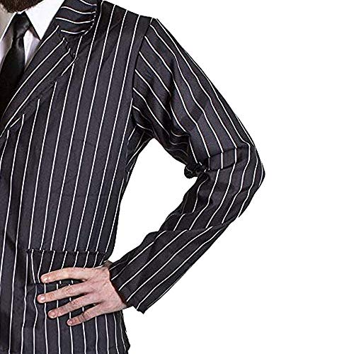 DISFRAZ DE GANGSTER ADULTO - TRAJE BLANCO Y NEGRO A RAYAS + PANTALONES A JUEGO + LAZO NEGRO - DISFRAZ DE GÁNGSTER DE LA MAFIOSO ITALIANA AMERICANA DE LOS AÑOS 20 PARA HOMBRE (XX-GRANDE)