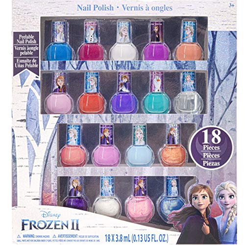 Disney Frozen - Townley Girl Esmalte de uñas de secado rápido despegable no tóxico | Juego de regalo para niños, niñas pequeñas, colores brillantes y opacos | A partir de 3 años (18 piezas)