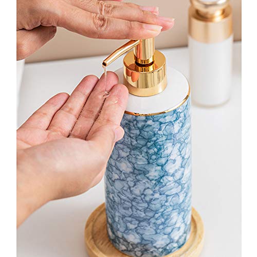Dispensadores de loción Dispensador de jabón de cerámica de la textura de mármol hermosa para la cocina del baño de la cocina botella líquida duradera con bomba de oro mate Dosificador de jabón