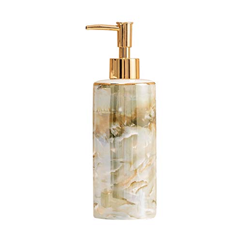 Dispensadores de loción Dispensador de jabón de cerámica de la textura de mármol hermosa para la cocina del baño de la cocina botella líquida duradera con bomba de oro mate Dosificador de jabón