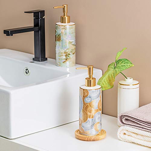 Dispensadores de loción Dispensador de jabón de cerámica de la textura de mármol hermosa para la cocina del baño de la cocina botella líquida duradera con bomba de oro mate Dosificador de jabón