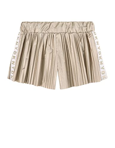 DKNY - PANTALÓN Corto ''Gold Patterned Floaty Shorts'' EN Color Oro - Short Plisado para NIÑA (12 AÑOS)