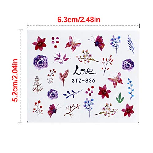 Dokpav Pegatinas Uñas al Agua Decorativas Flores Pegatinas Transferencia Agua Calcomanías Uñas Etiquetas Engomadas para DIY Decoración de Arte de Uñas Patrón (68 Hojas)