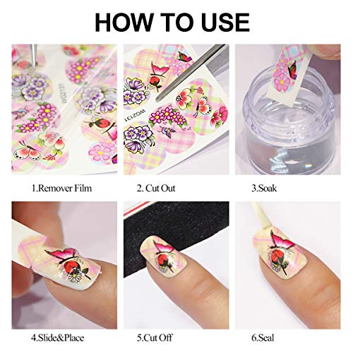Dokpav Pegatinas Uñas al Agua Decorativas Flores Pegatinas Transferencia Agua Calcomanías Uñas Etiquetas Engomadas para DIY Decoración de Arte de Uñas Patrón (68 Hojas)