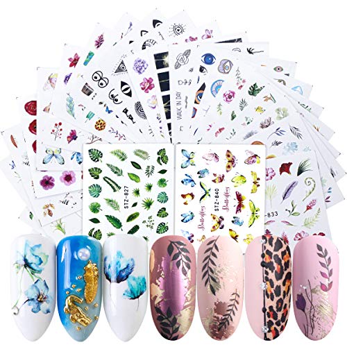 Dokpav Pegatinas Uñas al Agua Decorativas Flores Pegatinas Transferencia Agua Calcomanías Uñas Etiquetas Engomadas para DIY Decoración de Arte de Uñas Patrón (68 Hojas)