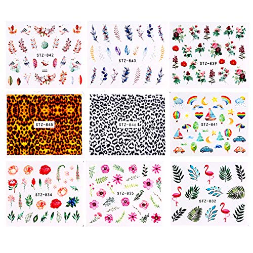 Dokpav Pegatinas Uñas al Agua Decorativas Flores Pegatinas Transferencia Agua Calcomanías Uñas Etiquetas Engomadas para DIY Decoración de Arte de Uñas Patrón (68 Hojas)