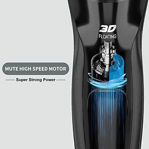 donlix Afeitadora Eléctrica Recargable 100% Impermeable Hombre Rotativa Con Cortapatillas Desplegable Para Bigote Y Patillas Hombres Mujeres Uso en seco y húmedo Negro