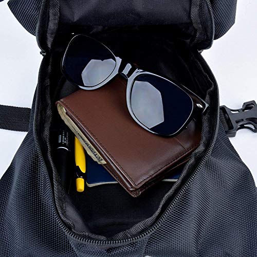 DQMEN Bolso de Pierna de Tela de Lona para Hombre Mujer, Bolso de Ocio o para Viajes Ciclismo Escalada Senderismo Camping Riding Bike Motorcycle Pack (Negro)