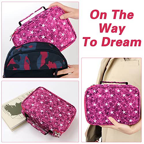 EDATOFLY Estuche Lapices 72 Ranuras Multifunción Grande Estuches Colores para Niños y Niñas (Rosa Roja)