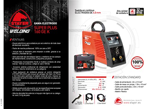 Equipo de soldadura inverter, SUPER PLUS 160 GEK