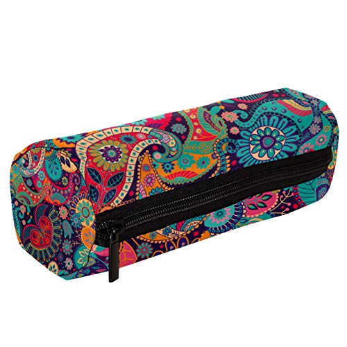 Estuche colorido con estampado floral étnico de cachemira, organizador de monedas, organizador de maquillaje, bolsa de cosméticos para mujeres, adolescentes, niñas y niños