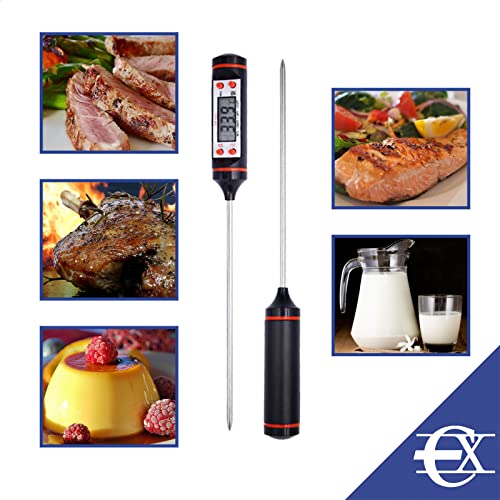 EUROXANTY Termómetro Digital Cocina | Termómetro para Alimentos | Lectura de Temperatura Instantánea | Aguja de Acero Inoxidable | 18,5 Centímetros