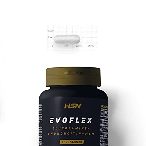 Evoflex de HSN | 120 Tabletas de Glucosamina + Condroitina + MSM | Suplemento para las Articulaciones | Antiinflamatorio Natural | Con Vitamina C + Minerales | Sin Pescado, Sin Gluten, Sin Lactosa