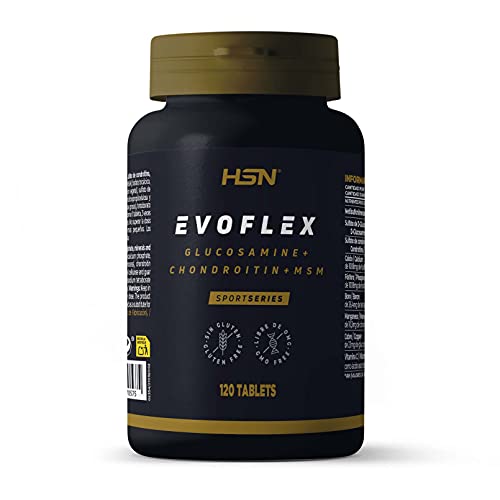 Evoflex de HSN | 120 Tabletas de Glucosamina + Condroitina + MSM | Suplemento para las Articulaciones | Antiinflamatorio Natural | Con Vitamina C + Minerales | Sin Pescado, Sin Gluten, Sin Lactosa