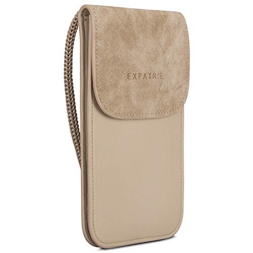 Expatrié Bolso Mujer Pequeño Beige Amelie Mini Bolso Bandolero Bolsa de Mano - Hecho de Cuero Vegano para Ocio y Festivales - Cartera Moderna para Fundas de Móviles - Bolso Elegante Cruzado