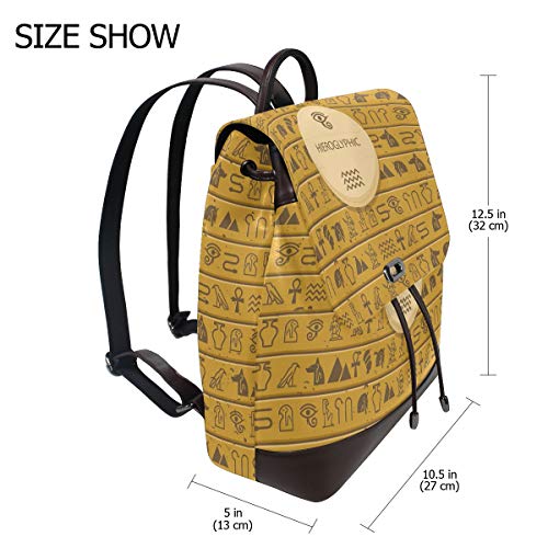 FANTAZIO Mochilas Antiguo Egipto Jeroglíficos Bolso de piel para escuela