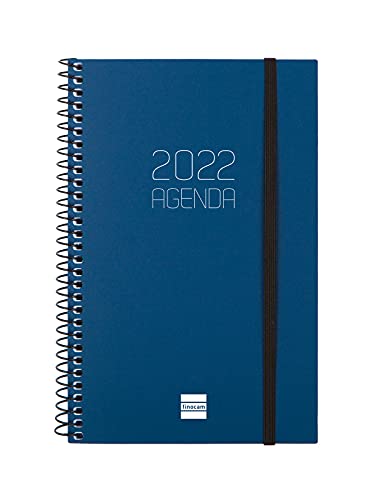 Finocam Espiral Opaque - Agenda Enero 2022 - Diciembre 2022 (12 meses), Mediano - E5 - 117x181 mm, Azul