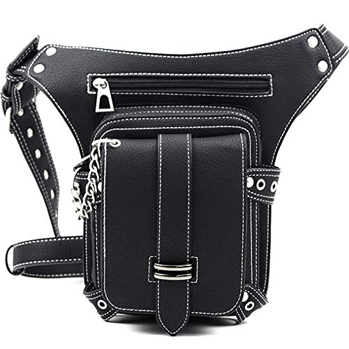 FiveloveTwo Unisex Punk Riñoneras de Marcha Cuero de PU Bolso Bandolera Paquetes De Cintura Pierna Bolsas táctico Pierna Banana Utilidad Gadget Pouch Waist Leg Bag
