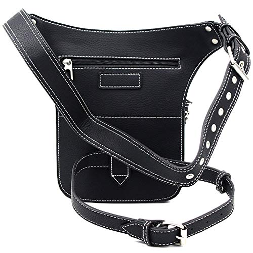 FiveloveTwo Unisex Punk Riñoneras de Marcha Cuero de PU Bolso Bandolera Paquetes De Cintura Pierna Bolsas táctico Pierna Banana Utilidad Gadget Pouch Waist Leg Bag