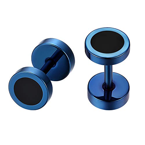 Flongo 6-12mm Pendientes hombre mujer, Azul negros pendientes de acero inoxidable, Estilo Hip Hop redondos pendientes pequeños, 1-4 Pares