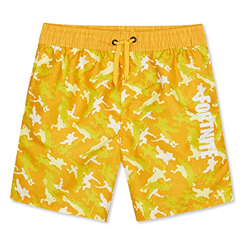 Fortnite Bañador Niño, Pantalones Cortos Niño con Estampado Camuflaje, Bermudas Niño para Playa Piscina, Bañadores Niño de Secado Rapido, Regalos para Niños y Adolescentes (11-12 Anni, Amarillo)