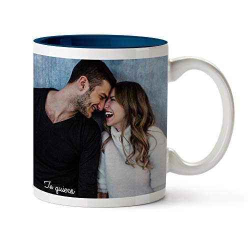 Fotoprix Tazas Personalizadas con Foto y Texto | Regalos Personalizados con Foto para Parejas | Te Quiero | Taza Personalizada con Nombre | Taza de Color Azul Oscuro