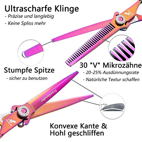 Freelander Tijeras de corte de pelo de dragón de 6 '' Tijeras de peluquería Juego profesional de tijeras de adelgazamiento / adelgazamiento hechas de acero de aleación de cobalto 440C japonés Colorido