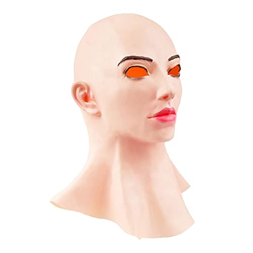 FUNMIX Máscara Humana Realista de látex, Cubierta de Cabeza de látex para Mujer Cosplay Drag Queen Halloween Disfraces para la Cabeza para Cosplay Mascarada de Halloween Fiesta Divertida