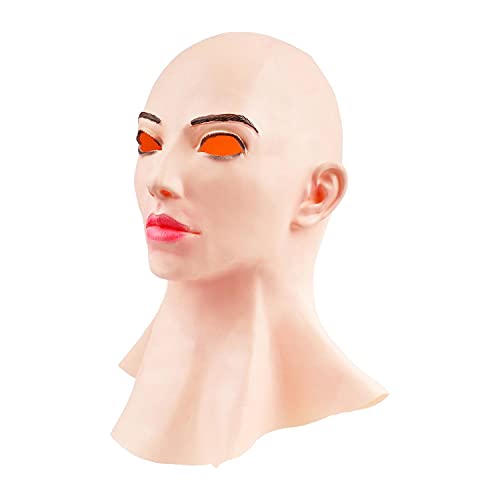 FUNMIX Máscara Humana Realista de látex, Cubierta de Cabeza de látex para Mujer Cosplay Drag Queen Halloween Disfraces para la Cabeza para Cosplay Mascarada de Halloween Fiesta Divertida