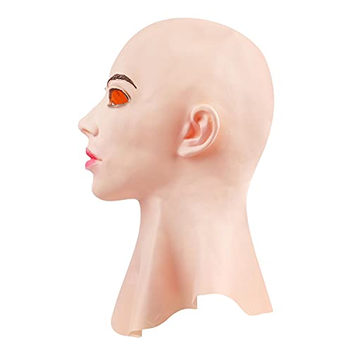 FUNMIX Máscara Humana Realista de látex, Cubierta de Cabeza de látex para Mujer Cosplay Drag Queen Halloween Disfraces para la Cabeza para Cosplay Mascarada de Halloween Fiesta Divertida