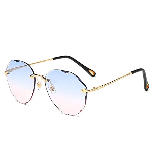 Gafas de sol Gafas de sol sin marcar Gafas de sol Marinas Femeninas Espejo Irregular Retro Tinta Mirror Anti-UV-Venta al por mayor de fábrica_Naranja azul