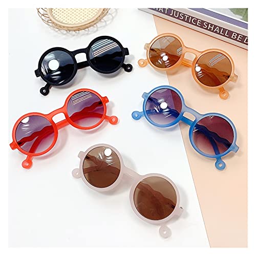 gafas de sol Niños Boys Girls Lindo Leopardo Doble Color Oso Dibujos Animados Forma Redondo Gafas de sol Niños Vintage Gafas de sol UV400 Protección Classic ( Objektiv-Farbe : Lotus root starch )